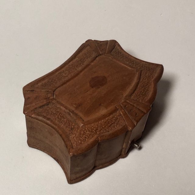 antiguo Estuche para pendientes de madera