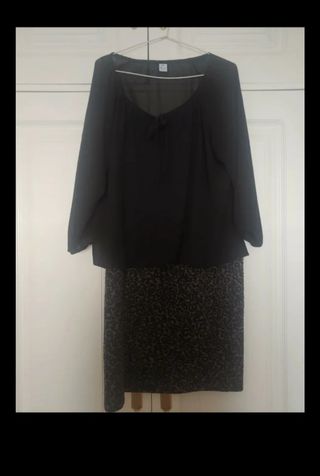 Vestido negro animal print talla 46