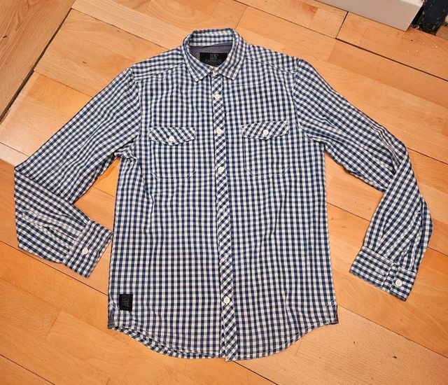 Camisa blanca y azul de cuadros talla S de Cedarwo