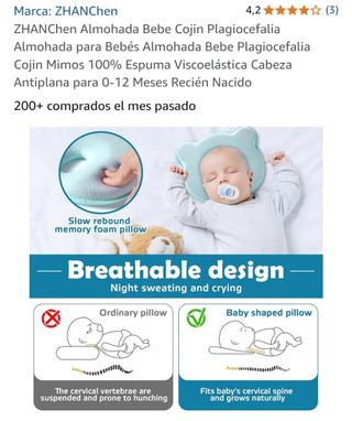Cojín plagiocefalia, 100% viscoelástica