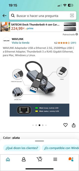 WAVLINK USB-C 3-Puertos Aluminio