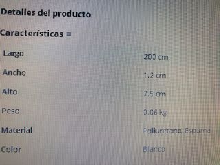 Lote 7 molduras Poliuretano. 14 mts. Color Blanco.