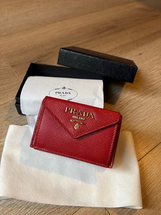 Portafogli rosso in pelle Prada