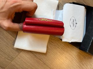 Portafogli rosso in pelle Prada
