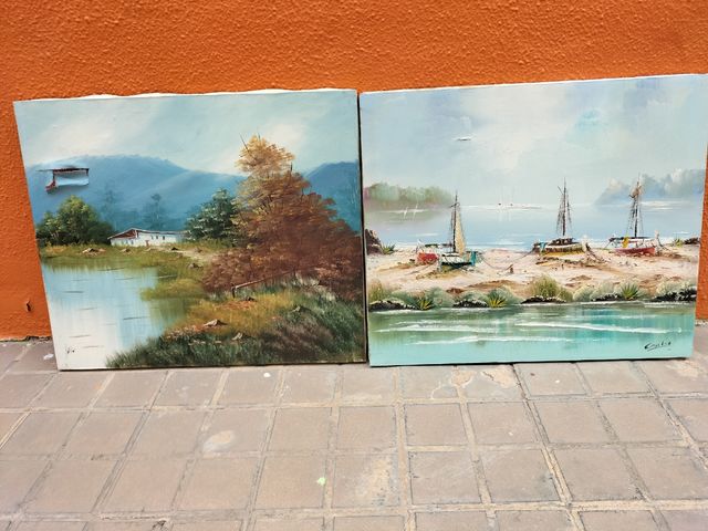 18 cuadros de lienzo por reparar