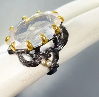 Anillo cuarzo rosa 38 quilates 925