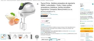 Taurus Prima - Batidora BATIDORA AMASADORA