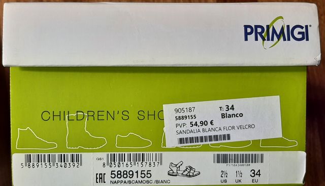 Sandalia Primigi niña con etiqueta. T34