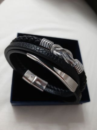 Pulsera de cuero y acero inoxidable 