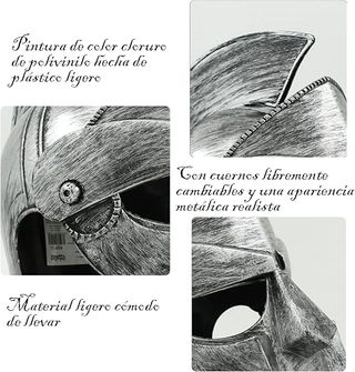 Casco Romano Gladiador Espartano para Adulto Plata