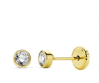 Pendientes bebé chatón circonita oro 18k 4mm.