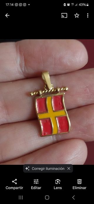 Cogante bandera náutica R oro 18 kilates
