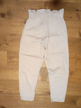 Pantaloni da donna in cotone color sabbia taglia S