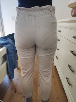 Pantaloni da donna in cotone color sabbia taglia S