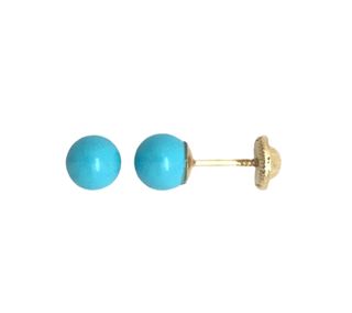 Pendientes turquesa 5mm. bebé o niña oro 18k  