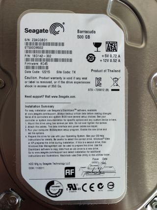 Disco duro Seagate Barracuda 500GB