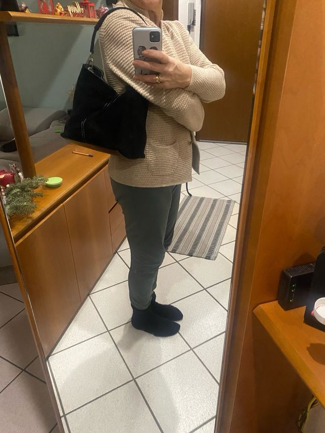 Borsa a spalla/mano scamosciata simil pelle ner