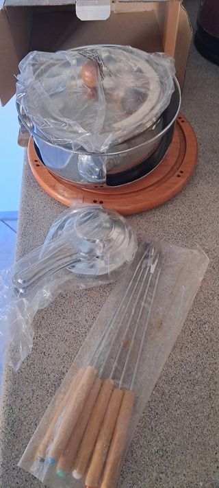 Servizio fonduta in acciaio per 6