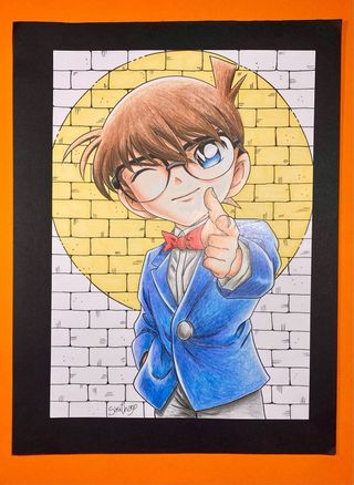 Disegno tradizionale detecrive conan shinichi