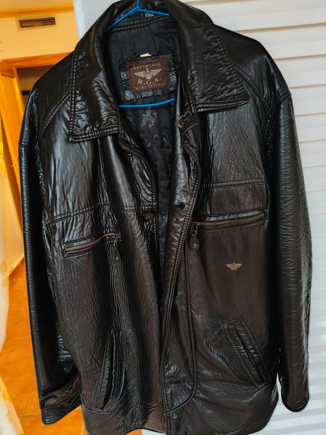 Chaqueta de piel negra talla xxl