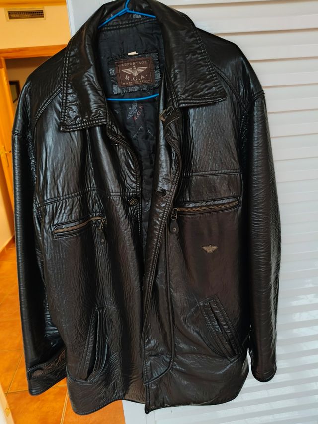 Chaqueta de piel negra talla xxl