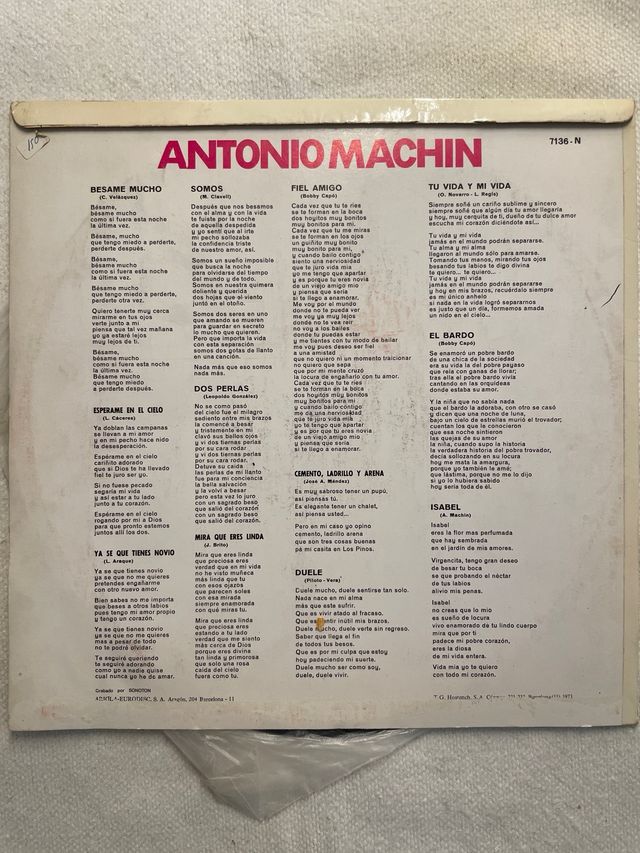 Vinilo Antonio Machin