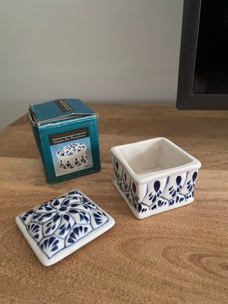 Joyero ceramica azul blanco ceramica loza