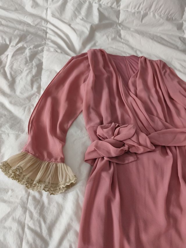 Vestido elegante fiestas rosa palo t/44