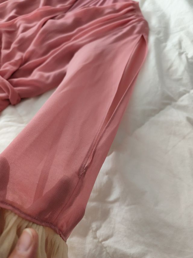 Vestido elegante fiestas rosa palo t/44