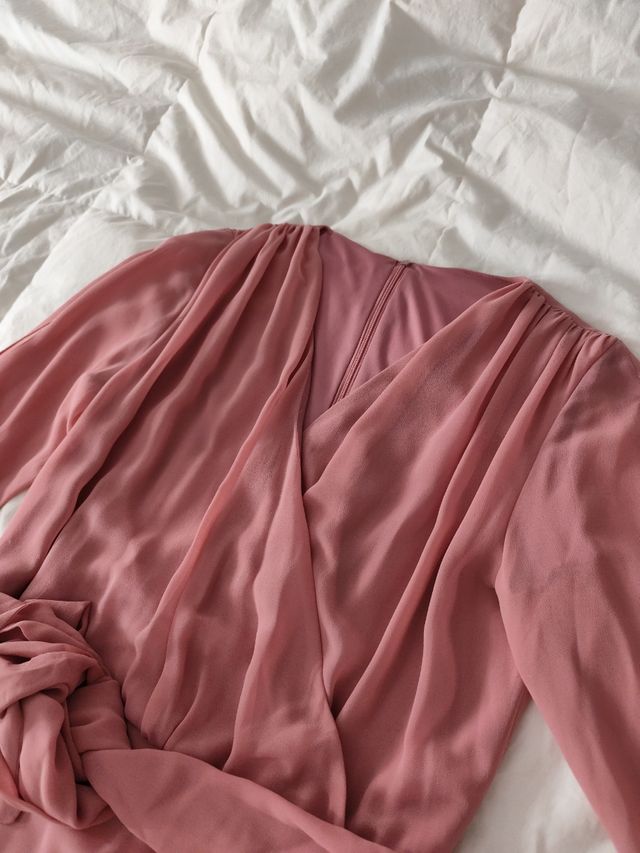 Vestido elegante fiestas rosa palo t/44