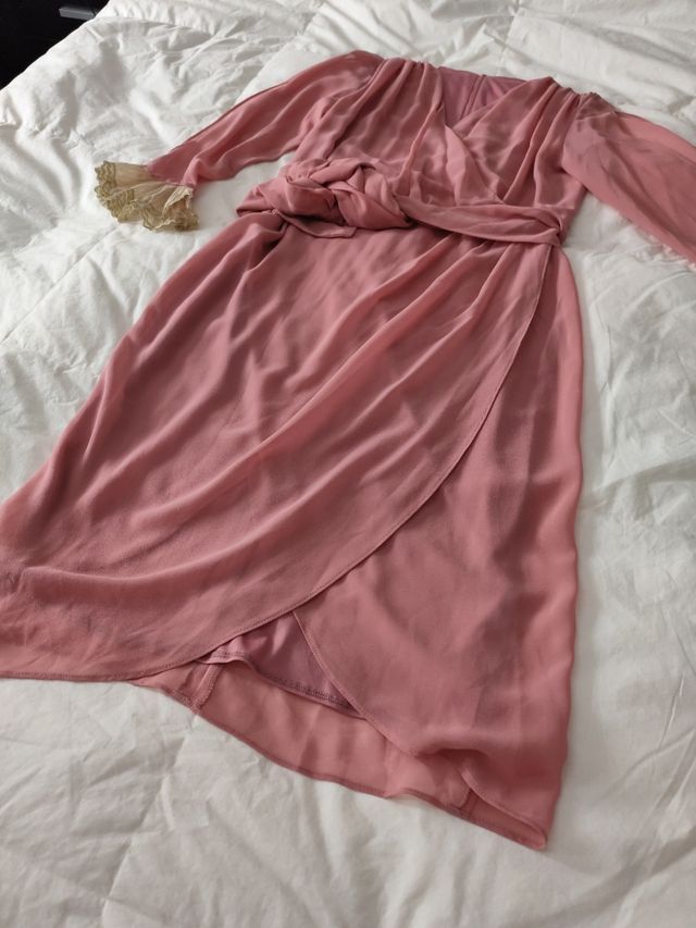 Vestido elegante fiestas rosa palo t/44