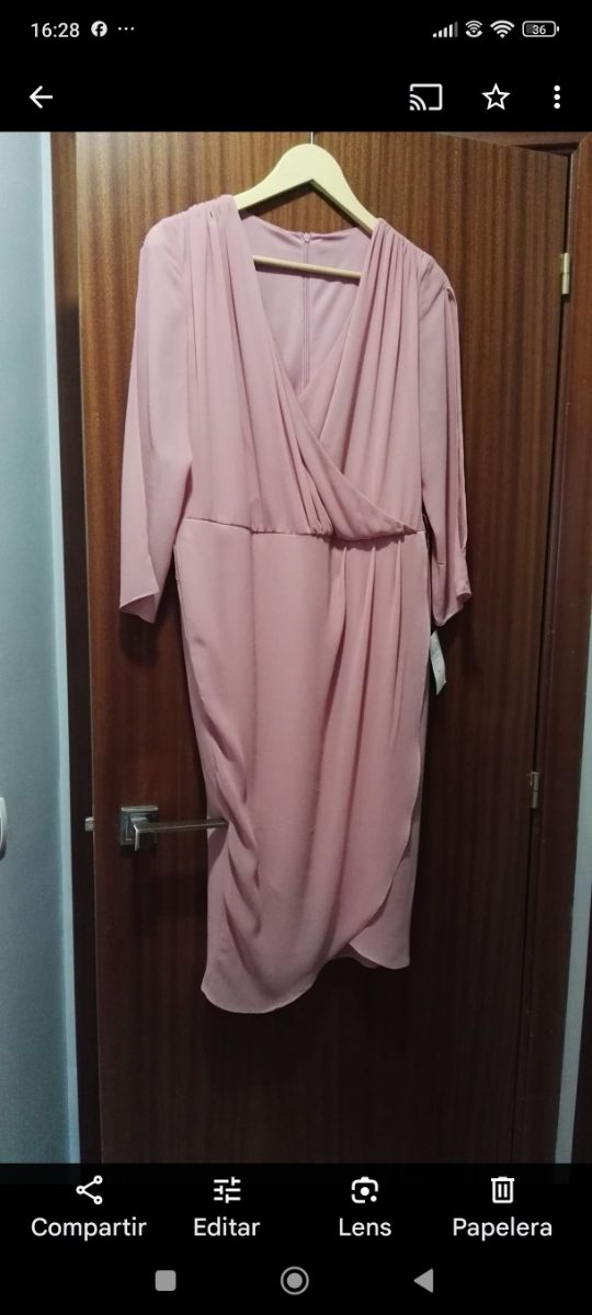 Vestido elegante fiestas rosa palo t/44