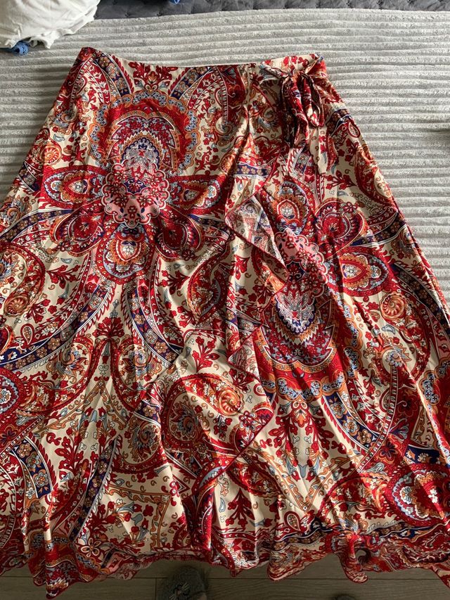 Falda Tonos Rojos Shein