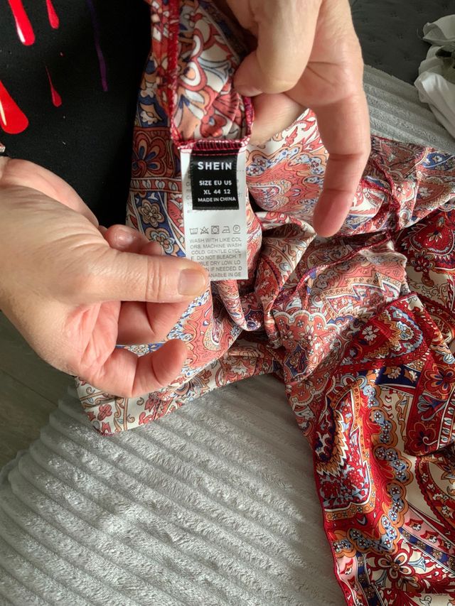 Falda Tonos Rojos Shein