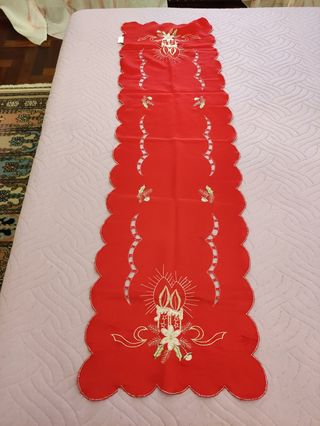 Runner tovaglia rosso per tavolo di Natale 
