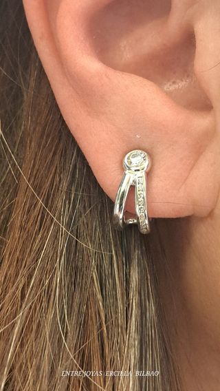 PENDIENTES ORO 18K BLANCO DIAMANTES 