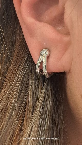PENDIENTES ORO 18K BLANCO DIAMANTES 