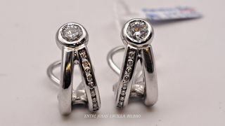 PENDIENTES ORO 18K BLANCO DIAMANTES 