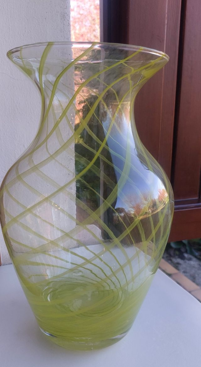 Vaso Murano h 31 cm a righe verdi