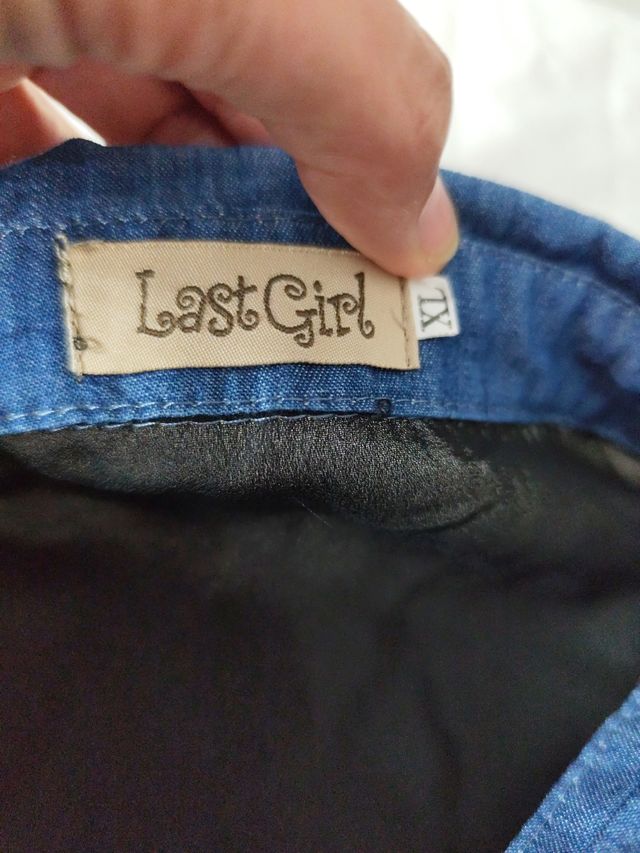 Blusa negra gasa y perlas t/XL