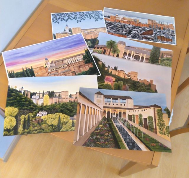 Láminas con impresiones de la Alhambra