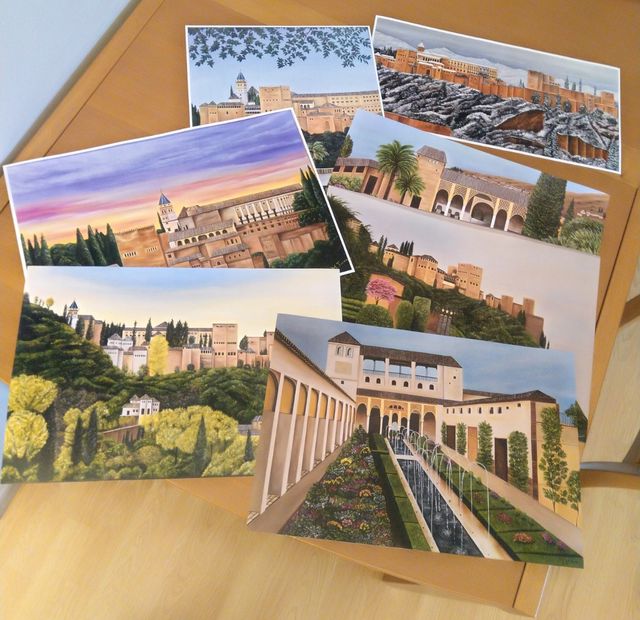 Láminas con impresiones de la Alhambra