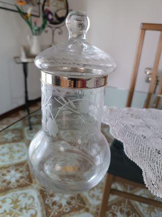 vaso portadolci in vetro lavorato argento