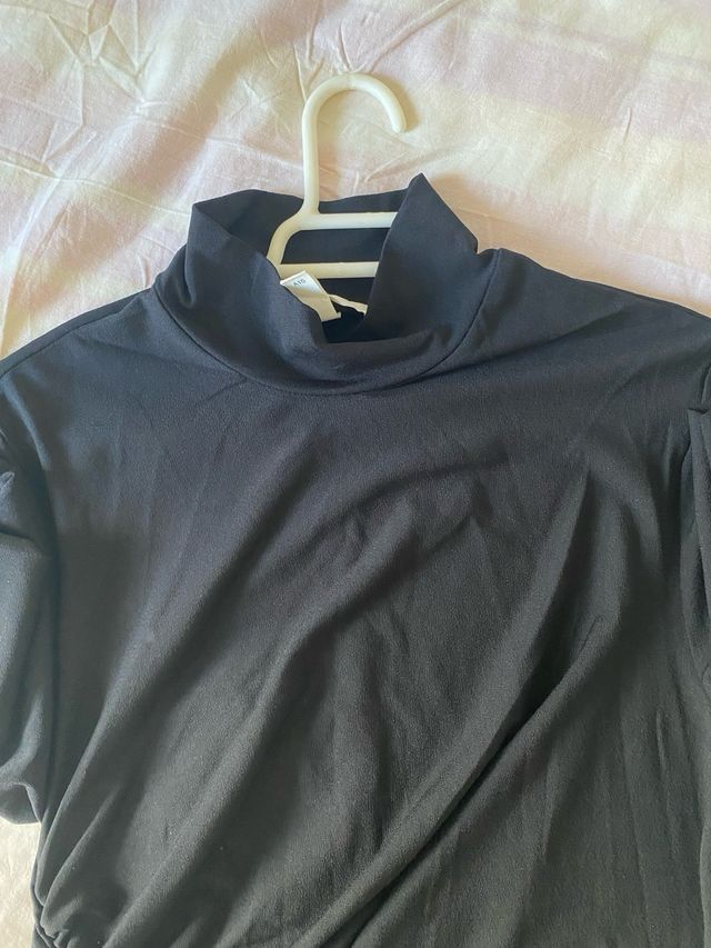 Vestido largo negro cuello alto H&M