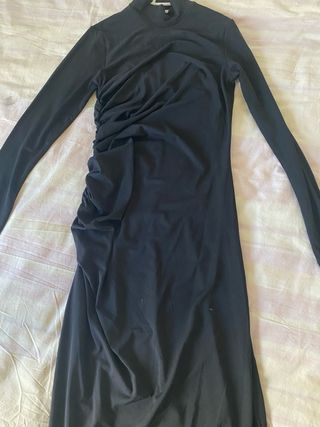 Vestido largo negro cuello alto H&M