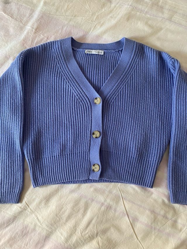 Chaqueta punto lila Zara