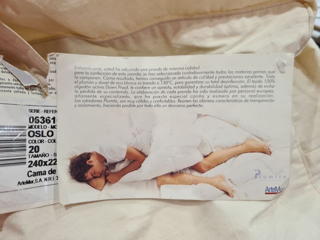 Relleno nórdico plumón 90% cama 150cm