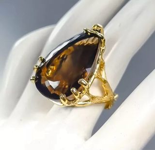 Anillo de cuarzo ahumado 50 Ct 925