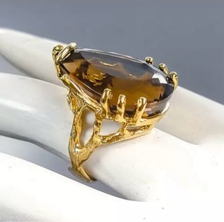 Anillo de cuarzo ahumado 50 Ct 925