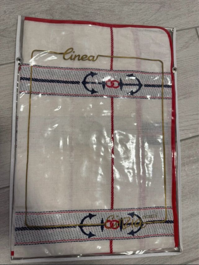 Set cucina (bianco e rosso) misto lino